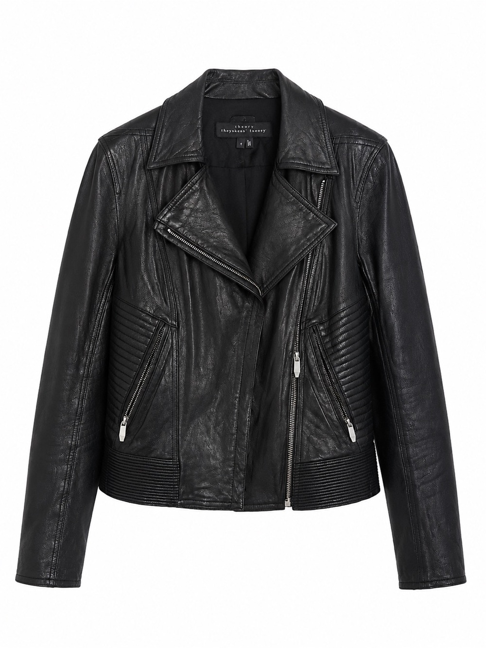 Theyskens’ Theory Hava Black Leather Moto Jacket Size S